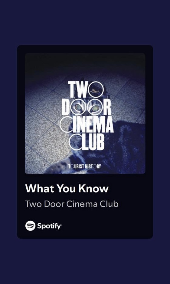 What you know by two door cinema club spotify link card